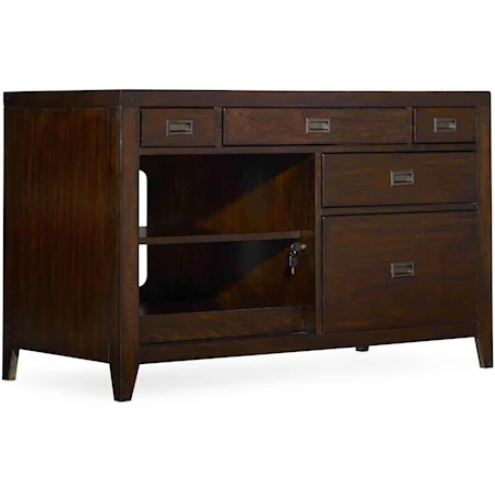 Computer Credenza with 5 Drawers and Power Bar